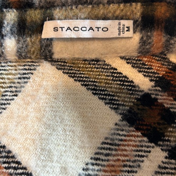 STACCATO cream/black plaid shacket Size M. - Picture 4 of 5
